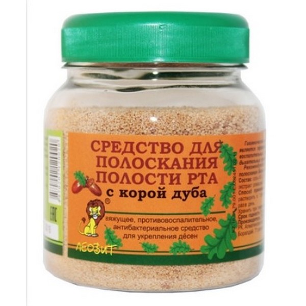 Средство для полоскания полости рта и горла с корой дуба