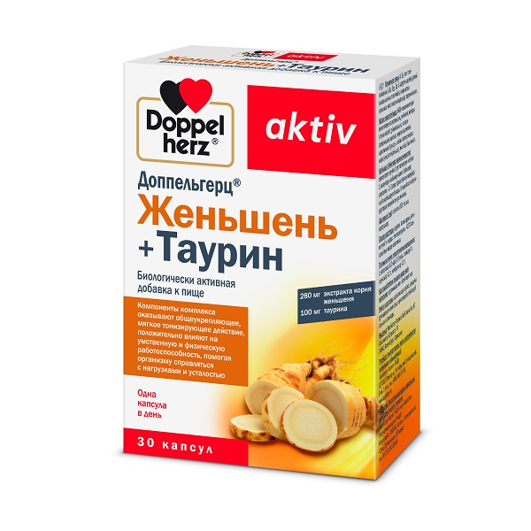 Доппельгерц актив женьшень + таурин