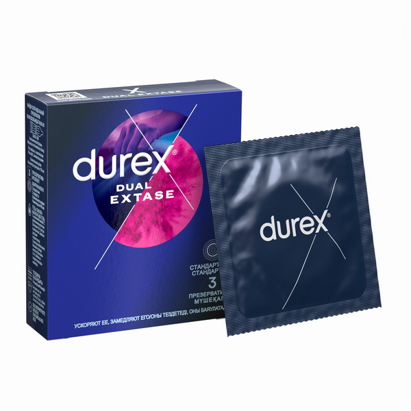 Durex (Дюрекс) Dual Extase Рельефные с анестетиком
