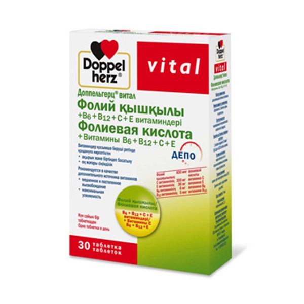 Доппельгерц витал фолиевая кислота + витамины б6 + б12 + с + е